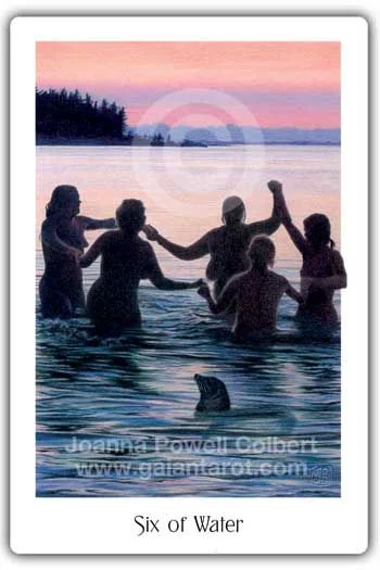 Six of Water card from the Gaian Tarot deck