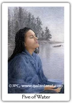 Five of Water card from the Gaian Tarot deck