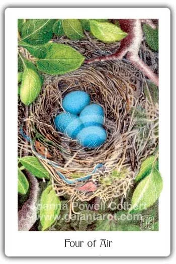 Four of Air card from the Gaian Tarot deck