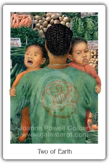 Two of Earth card from the Gaian Tarot deck