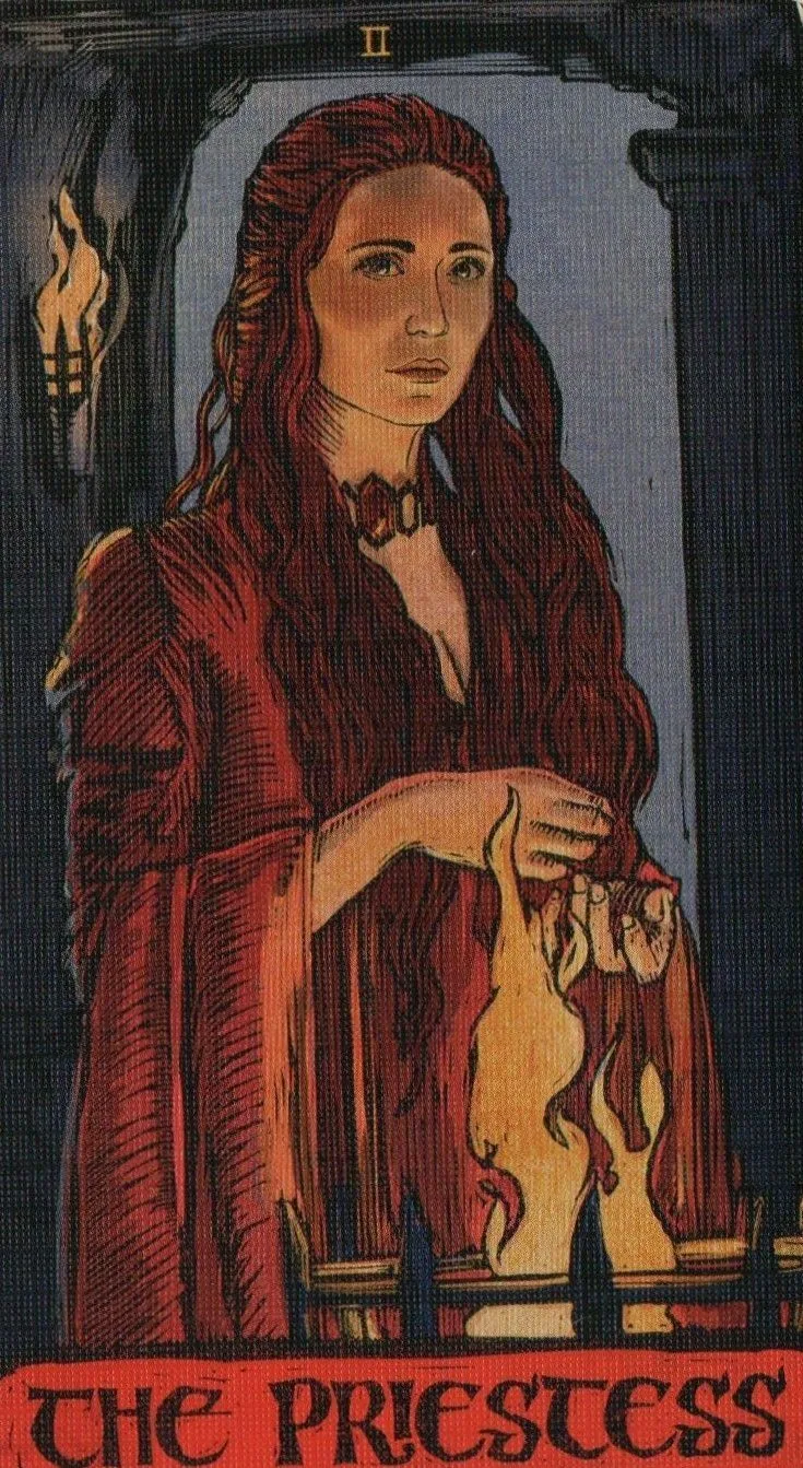 The High Priestess card from the Game Of Thrones Tarot deck