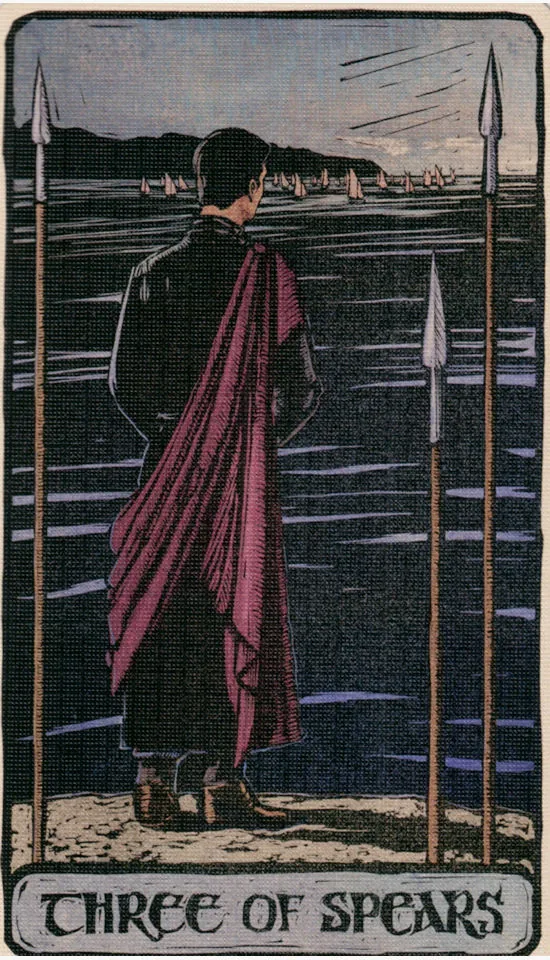 Three of Spears card from the Game Of Thrones Tarot deck