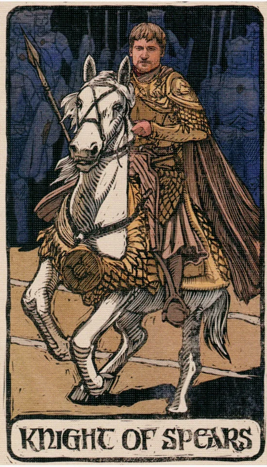 Knight of Spears card from the Game Of Thrones Tarot deck