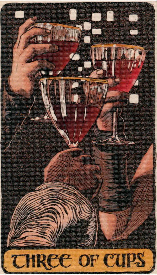 Three of Cups card from the Game Of Thrones Tarot deck