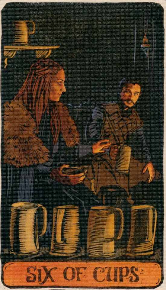 Six of Cups card from the Game Of Thrones Tarot deck