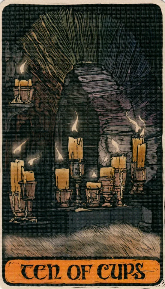 Ten of Cups card from the Game Of Thrones Tarot deck