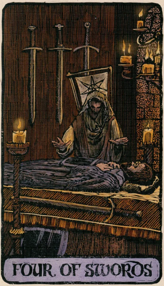 Four of Swords card from the Game Of Thrones Tarot deck