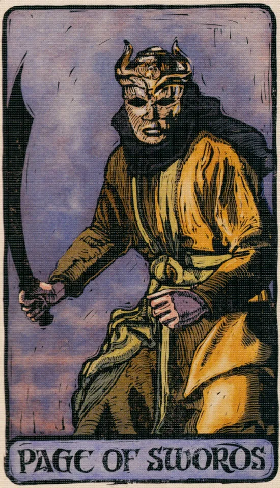 Page of Swords card from the Game Of Thrones Tarot deck
