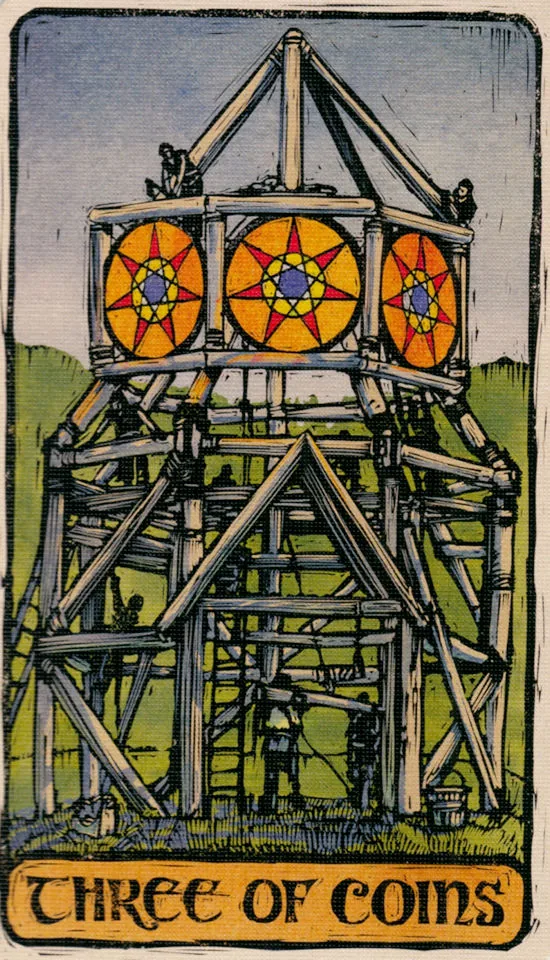 Three of Coins card from the Game Of Thrones Tarot deck