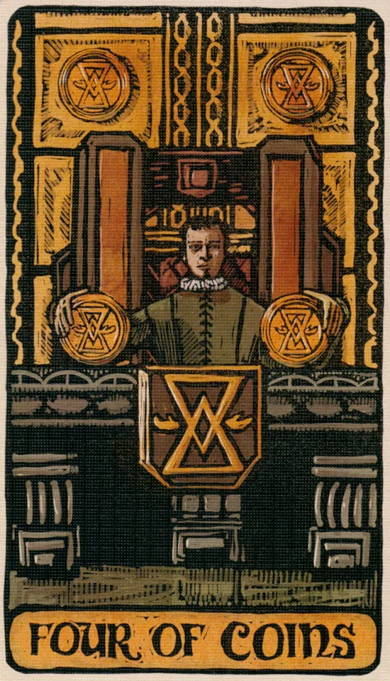 Four of Coins card from the Game Of Thrones Tarot deck