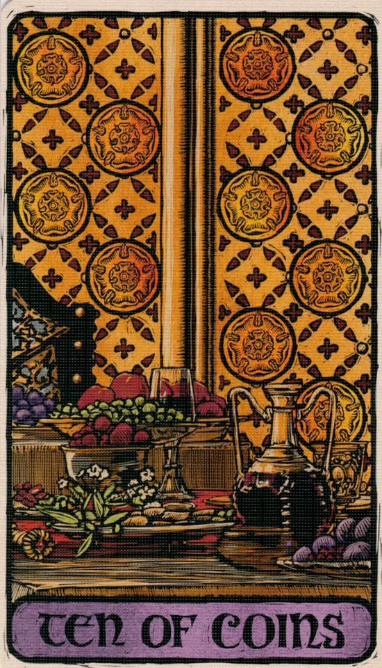 Ten of Coins card from the Game Of Thrones Tarot deck