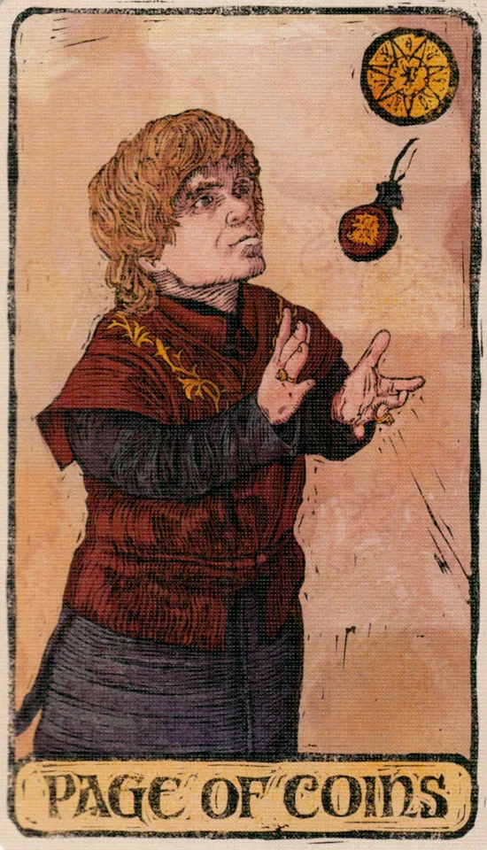 Page of Coins card from the Game Of Thrones Tarot deck