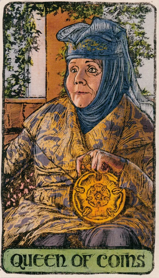 Queen of Coins card from the Game Of Thrones Tarot deck