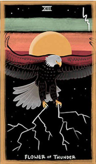 Flower of Thunder card from The Gentle Tarot deck by Mariza Ryce Aparicio-Tovar