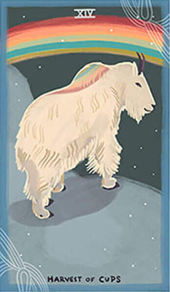 Harvest of Cups card from The Gentle Tarot deck by Mariza Aparicio-Tovar