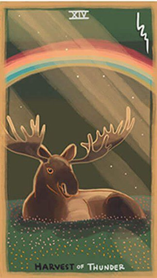 Harvest of Thunder card from The Gentle Tarot deck by Mariza Aparicio-Tovar