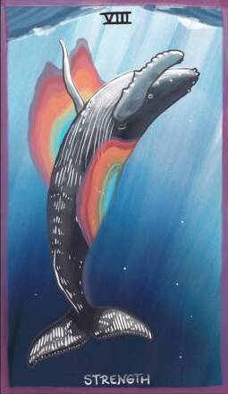 Strength card from The Gentle Tarot deck by Mariza Ryce Aparicio-Tovar