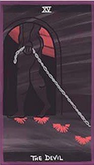 The Devil card from The Gentle Tarot deck by Mariza Aparicio-Tovar