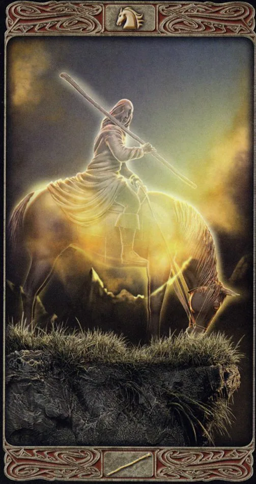 Knight of Wands card from the Ghost Tarot deck