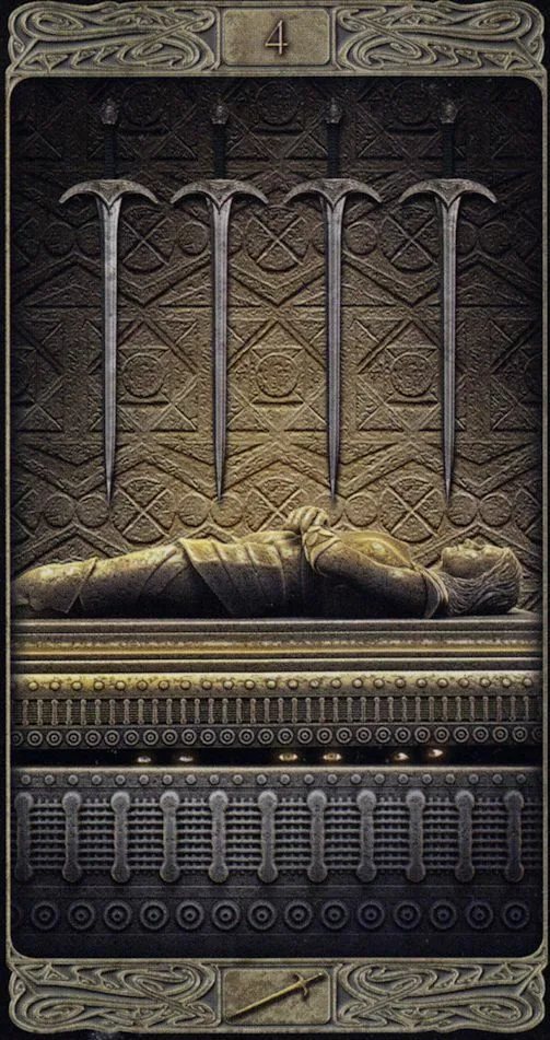 4 of Swords card from the Ghost Tarot deck