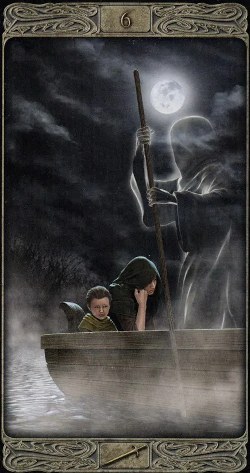6 of Swords card from the Ghost Tarot deck