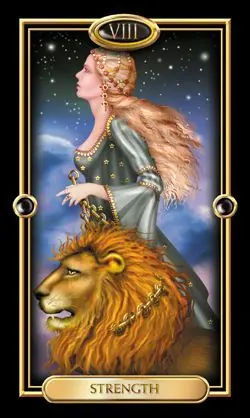 Strength card from the Gilded Tarot deck