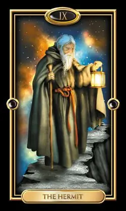 The Hermit card from the Gilded Tarot deck