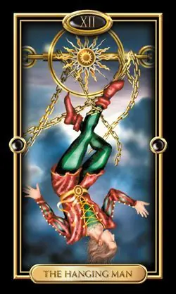 The Hanged Man card from the Gilded Tarot deck