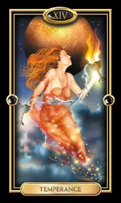 Temperance card from the Gilded Tarot deck