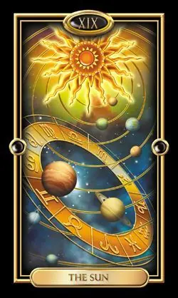 The Sun card from the Gilded Tarot deck