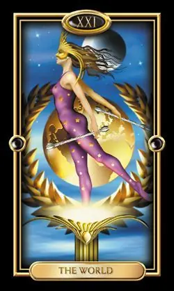The World card from the Gilded Tarot deck