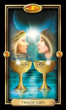 The Gilded Tarot Review 6 2 of Cups card from the Gilded Tarot deck