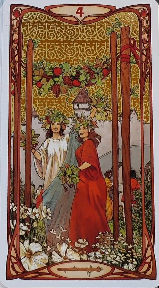 Four of Wands - Golden Art Nouveau Tarot - Tarot Deck by Giulia F. Massaglia
