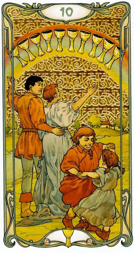 Ten of Cups - Golden Art Nouveau Tarot - Tarot Deck by Giulia F. Massaglia
