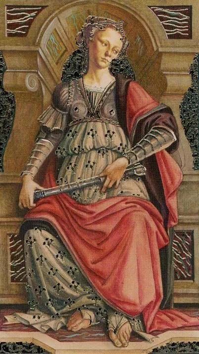 Justice card from the Golden Botticelli Tarot