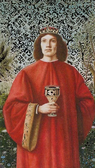 King of Cups card from the Golden Botticelli Tarot