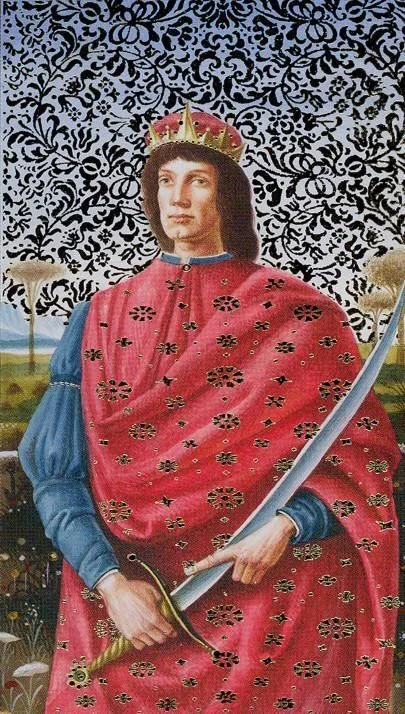 King of Swords card from the Golden Botticelli Tarot