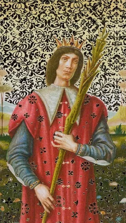 King of Wands card from the Golden Botticelli Tarot