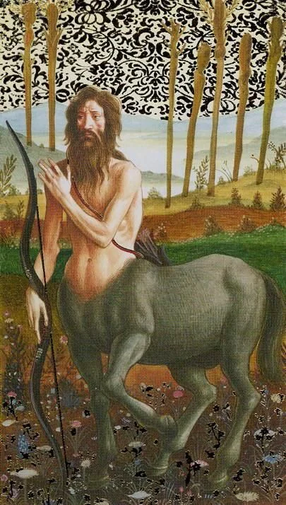 Nine of Wands card from the Golden Botticelli Tarot