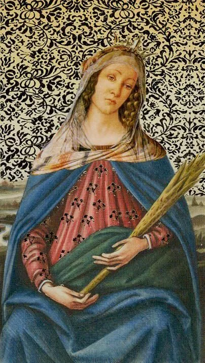 Queen of Wands card from the Golden Botticelli Tarot