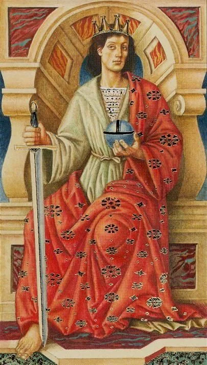 The Emperor card from the Golden Botticelli Tarot