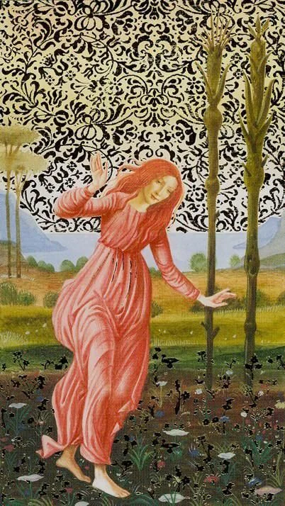 Two of Wands card from the Golden Botticelli Tarot