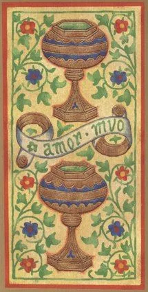 2 of Cups card from the Golden Tarot deck