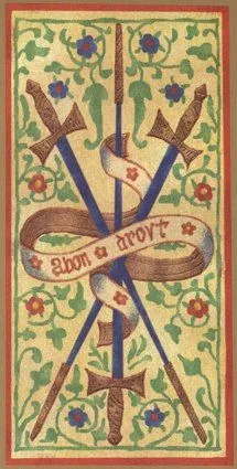 3 of Swords card from the Golden Tarot deck