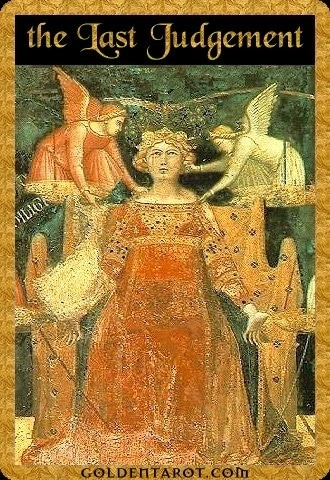 Judgement card from Golden Tarot by Kat Black