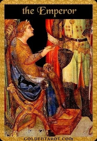 The Emperor card from Golden Tarot by Kat Black