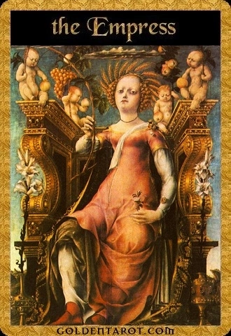 The Empress card from Golden Tarot by Kat Black