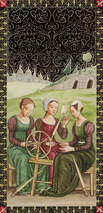 3 de bâtons from the Golden Tarot of the Renaissance deck