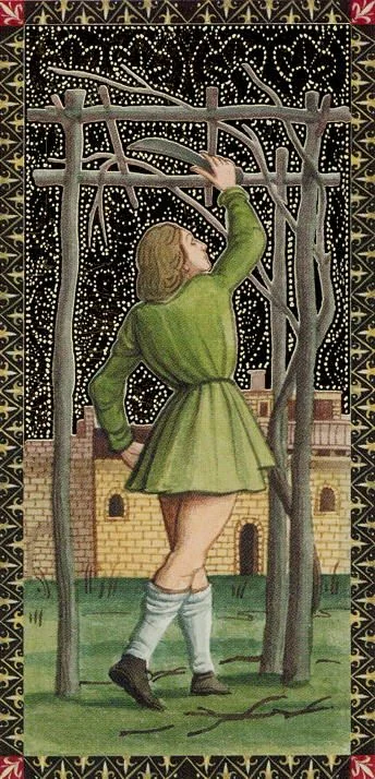 Page of Wands card from the Golden Tarot of the Renaissance deck