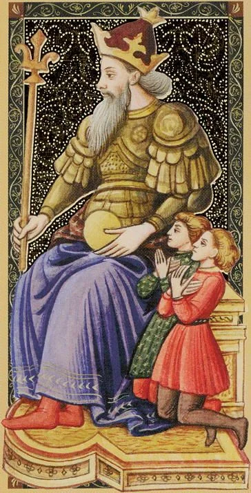 The Emperor card from the Golden Tarot of the Renaissance deck